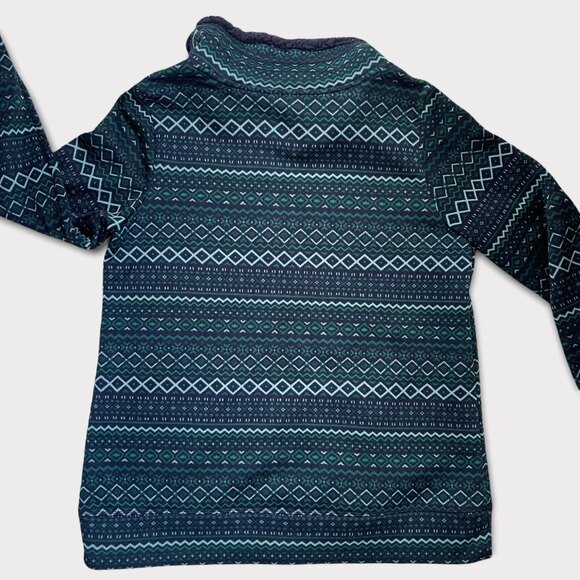 St. John's Bay Pullover Green & Navy Mock Turtleneck Sweatshirt Size Large - Picture 2 of 7